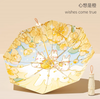 Triple Fold Umbrella Wooden Handle Girl's Fresh Black Glue Sunscreen Umbrella Sunny Umbrella Print Logo