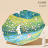 Triple Fold Umbrella Wooden Handle Girl's Fresh Black Glue Sunscreen Umbrella Sunny Umbrella Print Logo