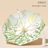 Triple Fold Umbrella Wooden Handle Girl's Fresh Black Glue Sunscreen Umbrella Sunny Umbrella Print Logo