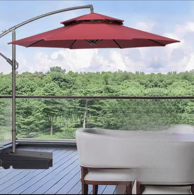 Side pole swimming pool folding patio fabric waterproof custom sun shade outdoor cantilever garden parasol umbrella beach sun
