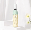 Fashionable umbrella rain 3 folding manual control sun umbrella wooden handle custom print for adults